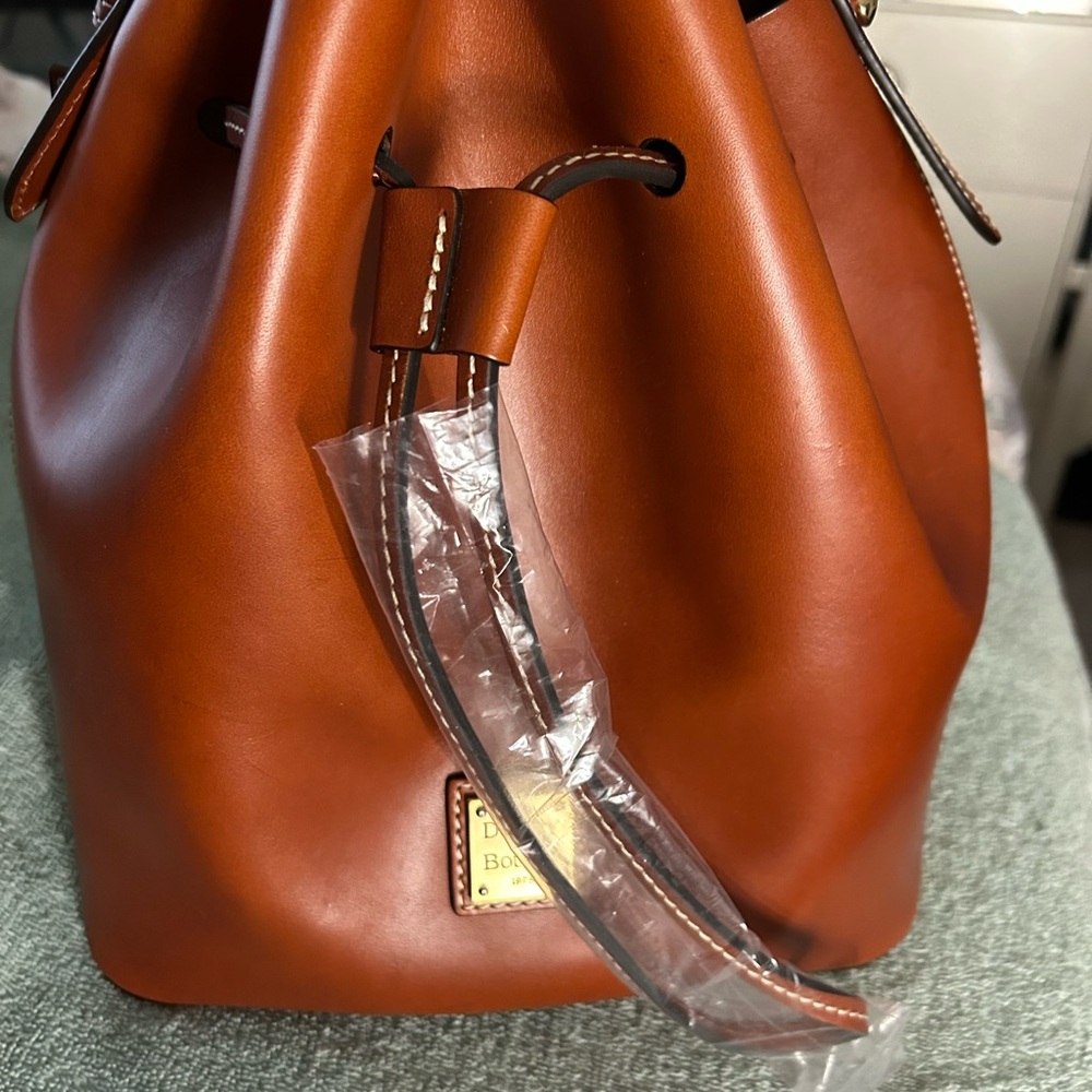 Dooney & Bourke Tan Leather Drawstring Bag
